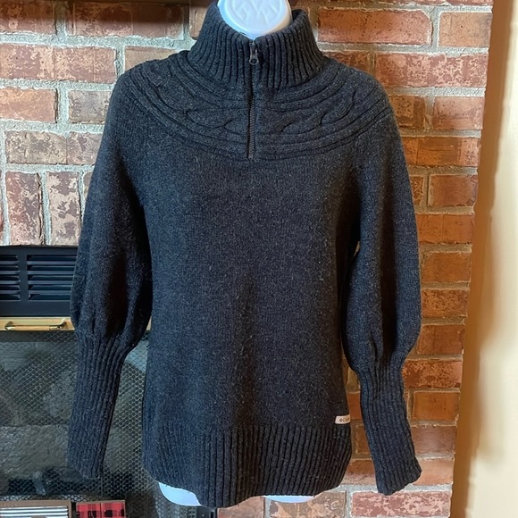 Columbia Wool Blend Dark Gray Quarter Zip Sweater - Picture 1 of 6